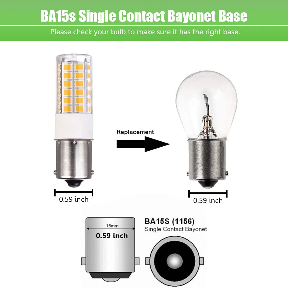 BA15s Single Contact Bayonet LED Bulb 12V S8 1141 1156 - 3W 2700K-3000K Warm White Light for Outdoor Landscape, Path, Deck & RV Lighting (6 Pack) - Energy Efficient Replacement for Traditional Halogen Bulbs