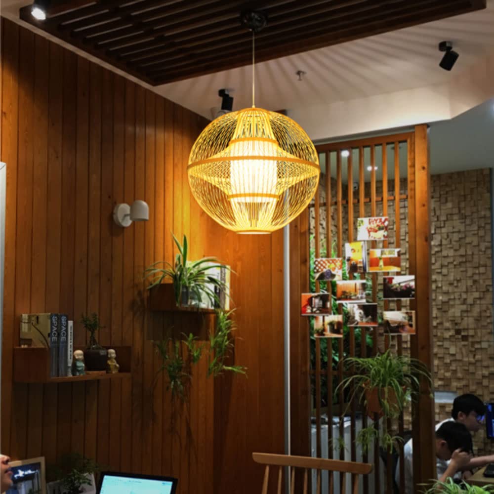 Modern LED Chandelier Lamp - Multilayer Woven Bamboo Hanging Light, Japanese Style Rattan Art Pendant for Ceiling - Energy Efficient Lighting Fixture for Home, Bar & Club Decoration | Perfect for Dining Room, Living Room & Bedroom Ambient Lighting