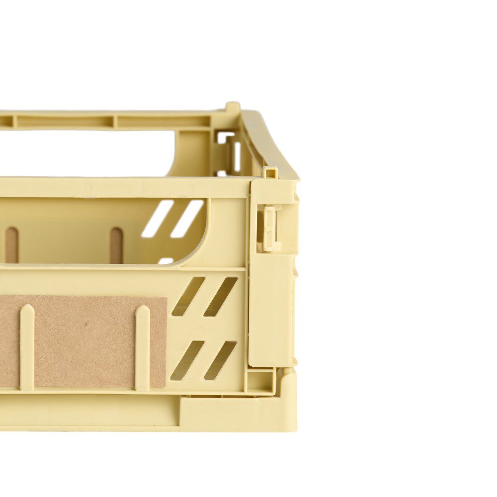 DESIGNSTUFF Slant Collapsible Storage Crate - Set of 2 Small Straw Baskets (25x16cm) - Foldable Organizer for Home, Office, Nursery & Laundry Room Storage