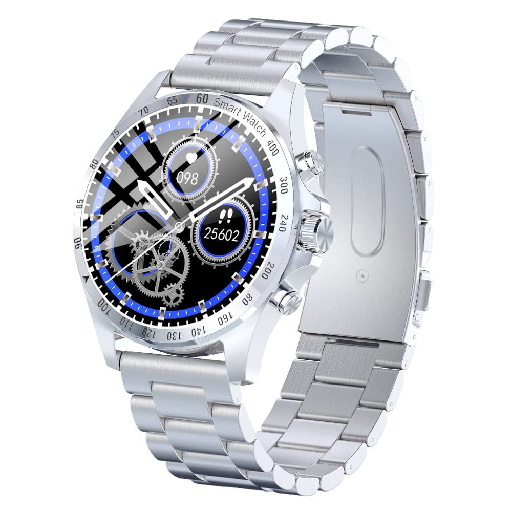 **Men's Smart Watch IP68 Waterproof Fitness Tracker with Heart Rate & Sleep Monitor - Stainless Steel Business Smartwatch for Android & iOS - Perfect for Workouts, Running & Daily Activity Tracking**