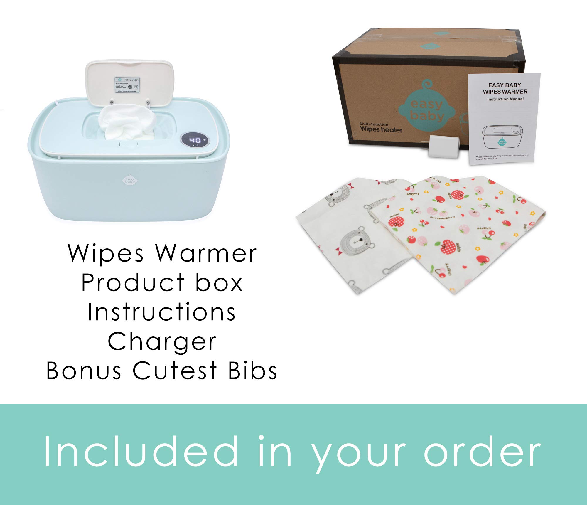 EZ Baby Trendy Wipes Warmer & Dispenser Holder - Portable Electric Plug-in for Comfortable Diaper Changing - Newborn & Infant Essentials - Green - Perfect for Nursery, Travel & On-the-Go Parenting