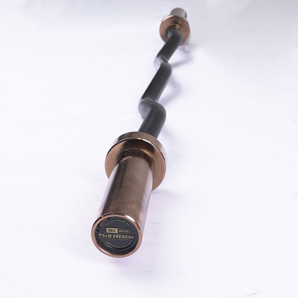 XM GOLD EZ CURL BAR - Olympic Weightlifting Barbell for Home Gym & CrossFit Training - Perfect for Strength Training, Powerlifting & Fitness Workouts