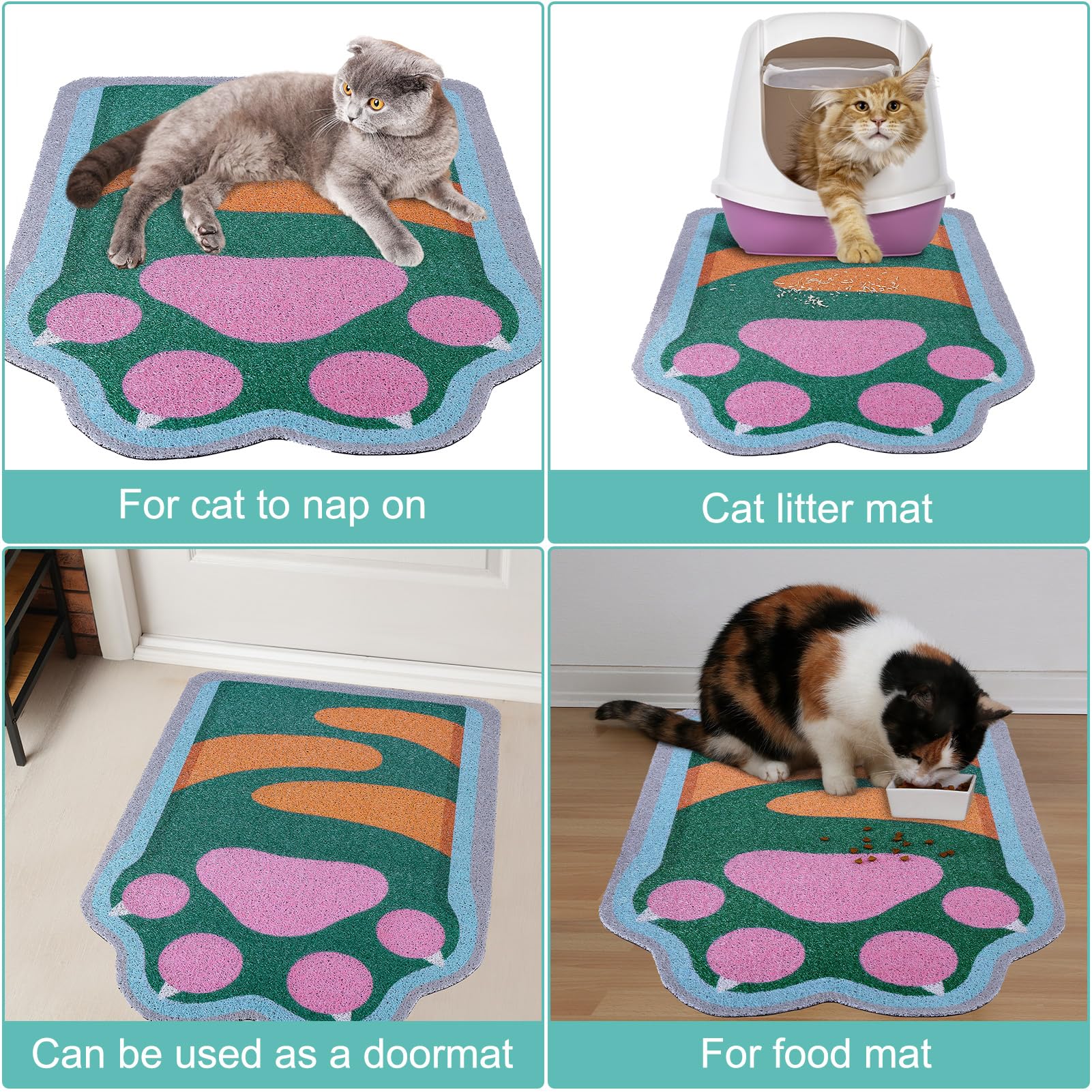Premium Non-Slip Cat Litter Mat - Large Size, Soft & Easy to Clean | Unicorn Design Litter Trapping Mat for Kitty | Perfect for Litter Box, Food Bowls & High Traffic Areas | Durable Cat Products for Home Use