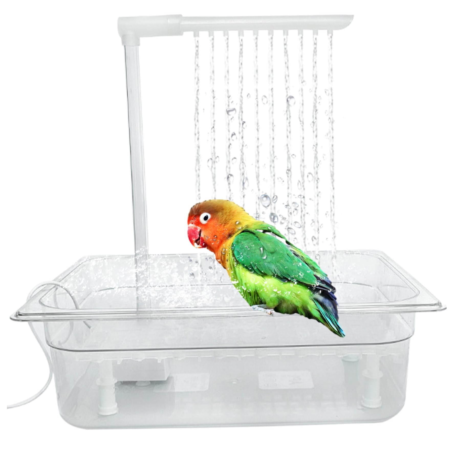 Parrot Bathtub with Shower - Circulating Bird Bath with Controller, Quiet Running Plastic Bird Shower for Indoor & Outdoor Use | Perfect for Bird Cages, Aviaries, and Pet Play Areas