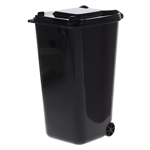 KOUJING Mini Wheelie Trash Can with Lid - Small Garbage Bin for Office Desk, Pen Holder & Storage Organizer - Perfect for Home, Office, or Dorm Room Organization