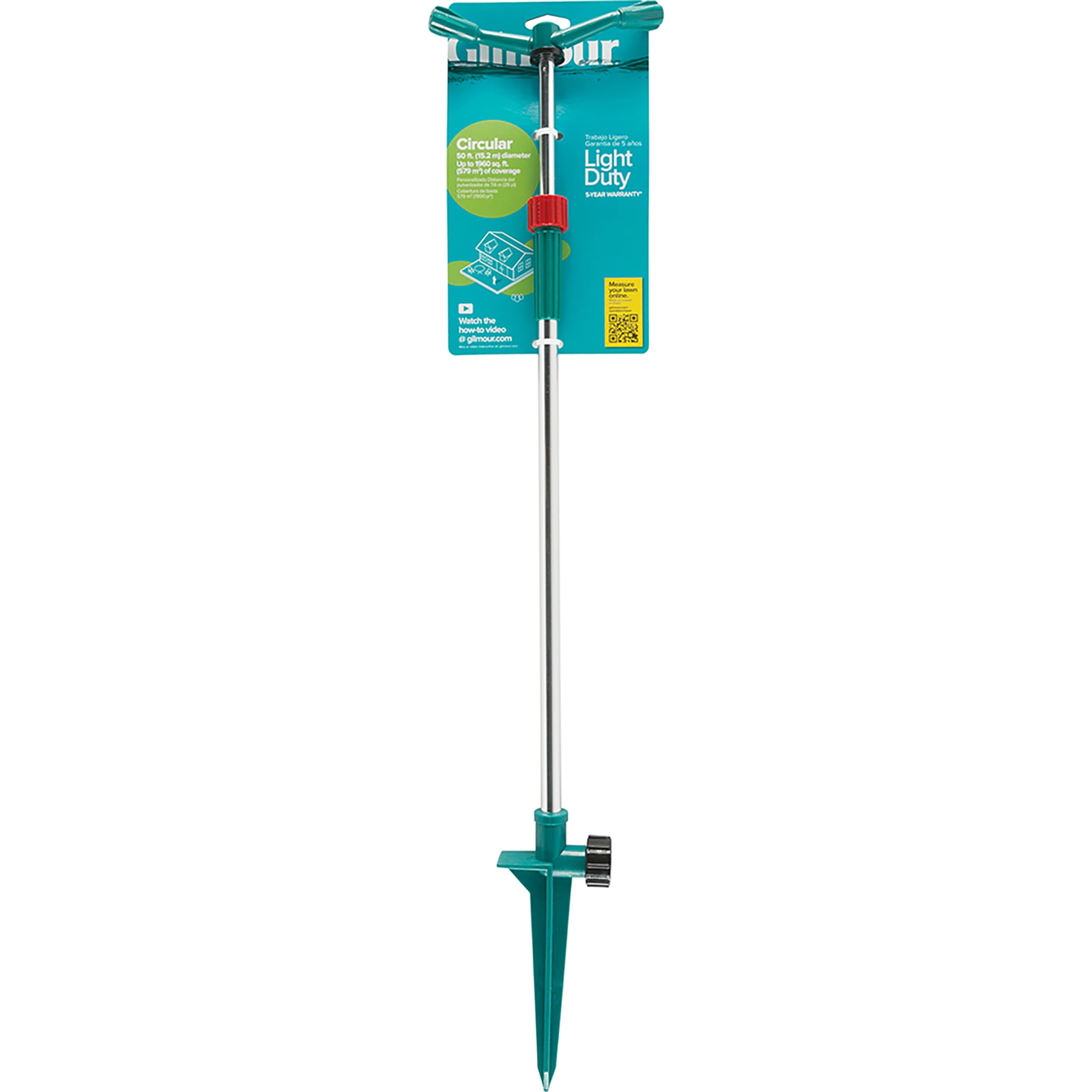 Gilmour Medium Coverage Elevated Sprinkler - Adjustable Telescoping Pole with 360 Degree Rotation for Lawn & Garden Watering System | Perfect for Large Yards, Flower Beds & Vegetable Gardens