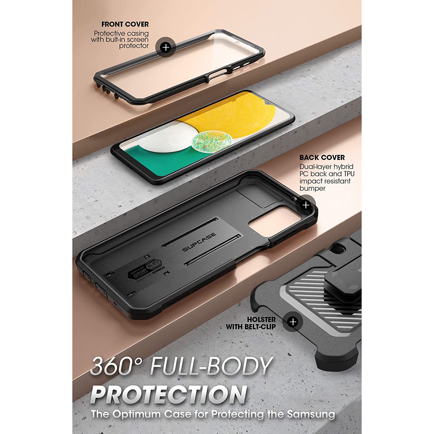 Samsung Galaxy A13 Case - Unicorn Beetle Pro Rugged Holster Protective Cover (Black) | Shockproof, Military-Grade Protection for Everyday Use & Outdoor Activities