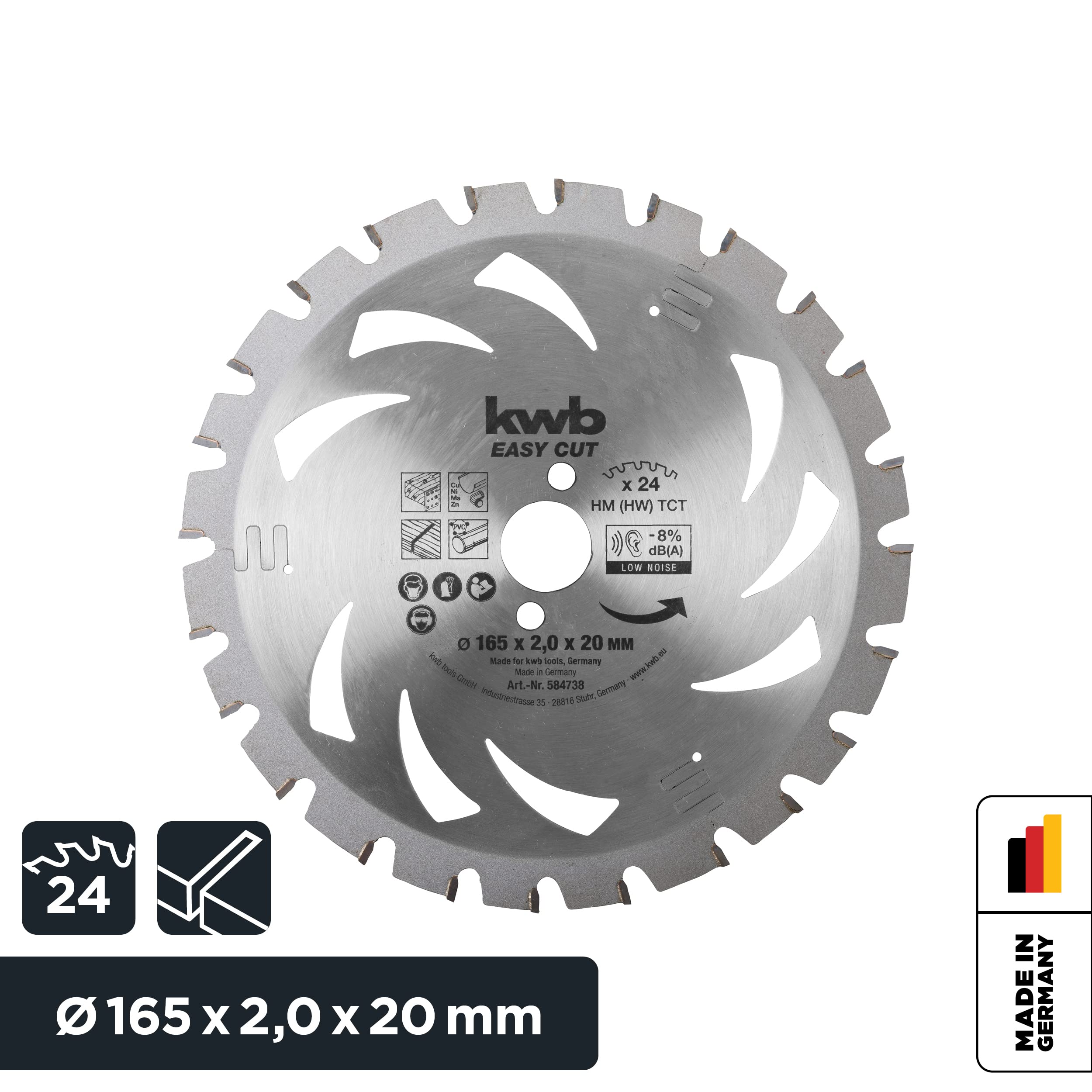 Premium 165x20mm Deep Cut Circular Saw Blade - Silver (584738) - Ideal for Woodworking, Metal Cutting & DIY Projects