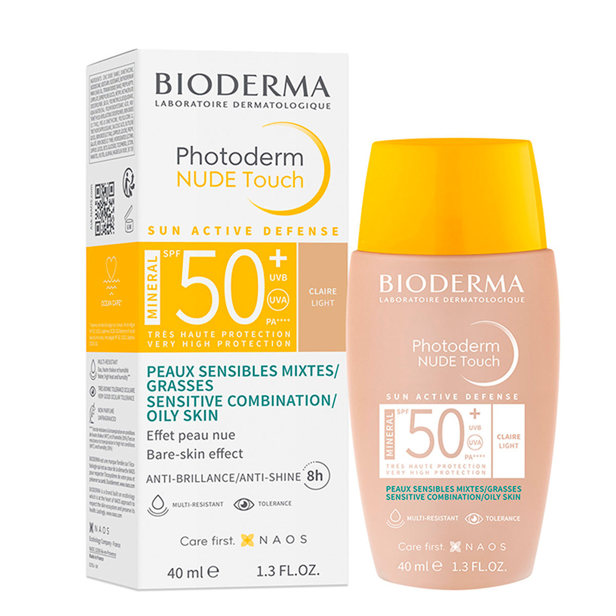 Photoderm NUDE Touch SPF 50+ Light Color Tinted Sunscreen - Oil-Free Daily Face Moisturizer with Broad Spectrum Protection for Sensitive Skin | Perfect for Beach, Outdoor Activities & Everyday Wear