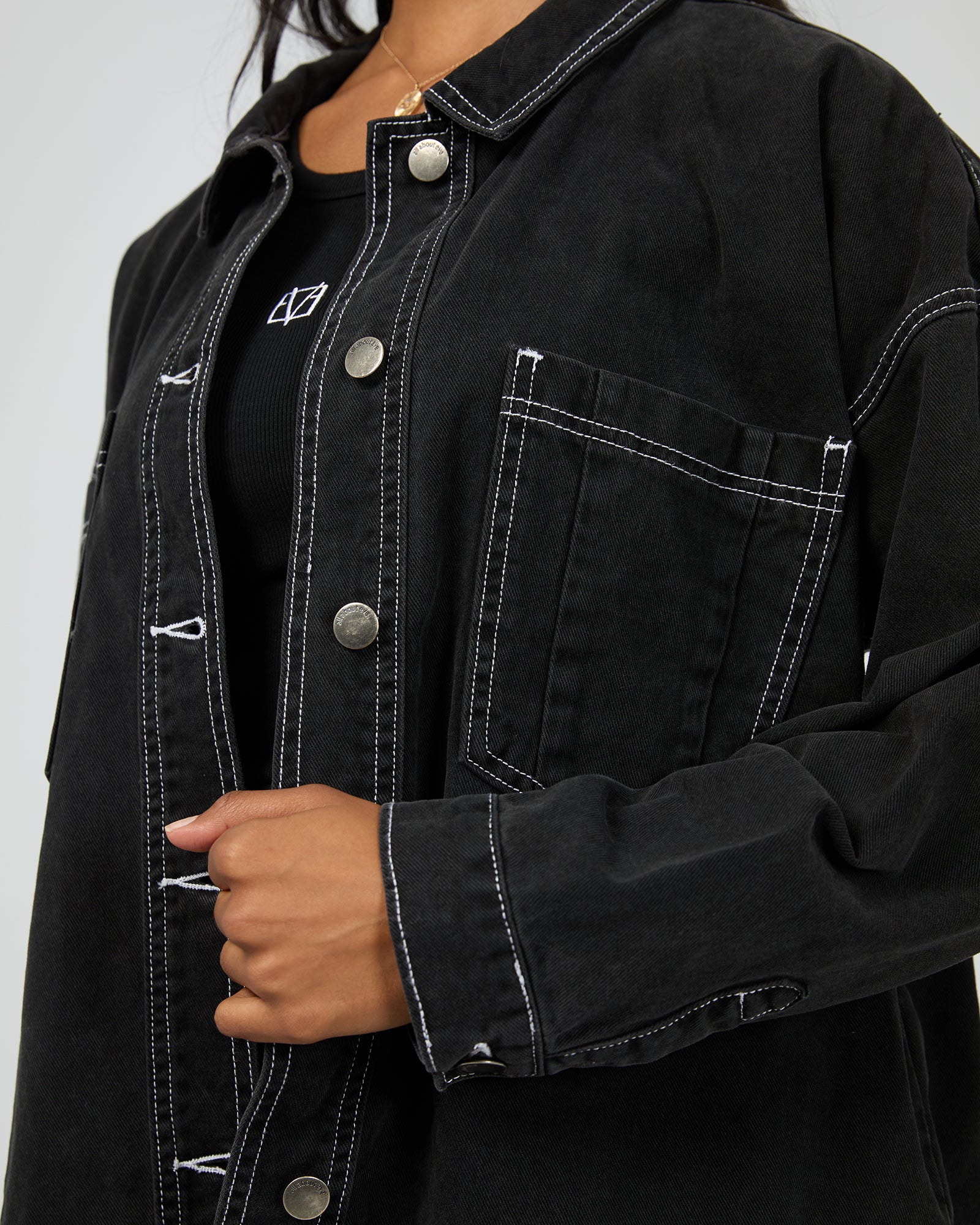 All About Eve Dale Shacket Black - Women's Stylish Button-Up Shacket for Fall & Winter | Perfect for Casual Outfits, Layering & Office Wear