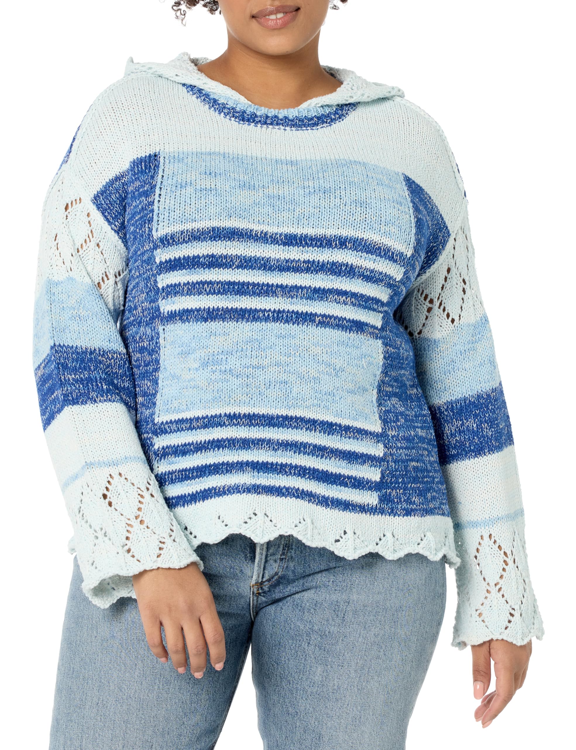 Women's Elissa Crochet Hem Hooded Sweater - Soft Chunky Knit Pullover with Hood for Fall & Winter | Cozy Casual Wear for Women | Perfect for Layering, Coffee Dates, and Weekend Outfits