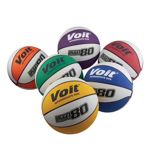 Voit 1307030 Lite 80 Prism Intermediate Size Basketballs - Pack of 6 | Official Size & Weight for Youth & School Games | Perfect for Indoor Courts, Outdoor Play & Team Practice