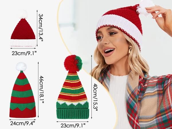 Zando Santa Hat for Adults - Warm Christmas Beanie for Women & Men - Winter Holiday Party Hat - Perfect for Christmas Parties, Family Gatherings & Festive Photos