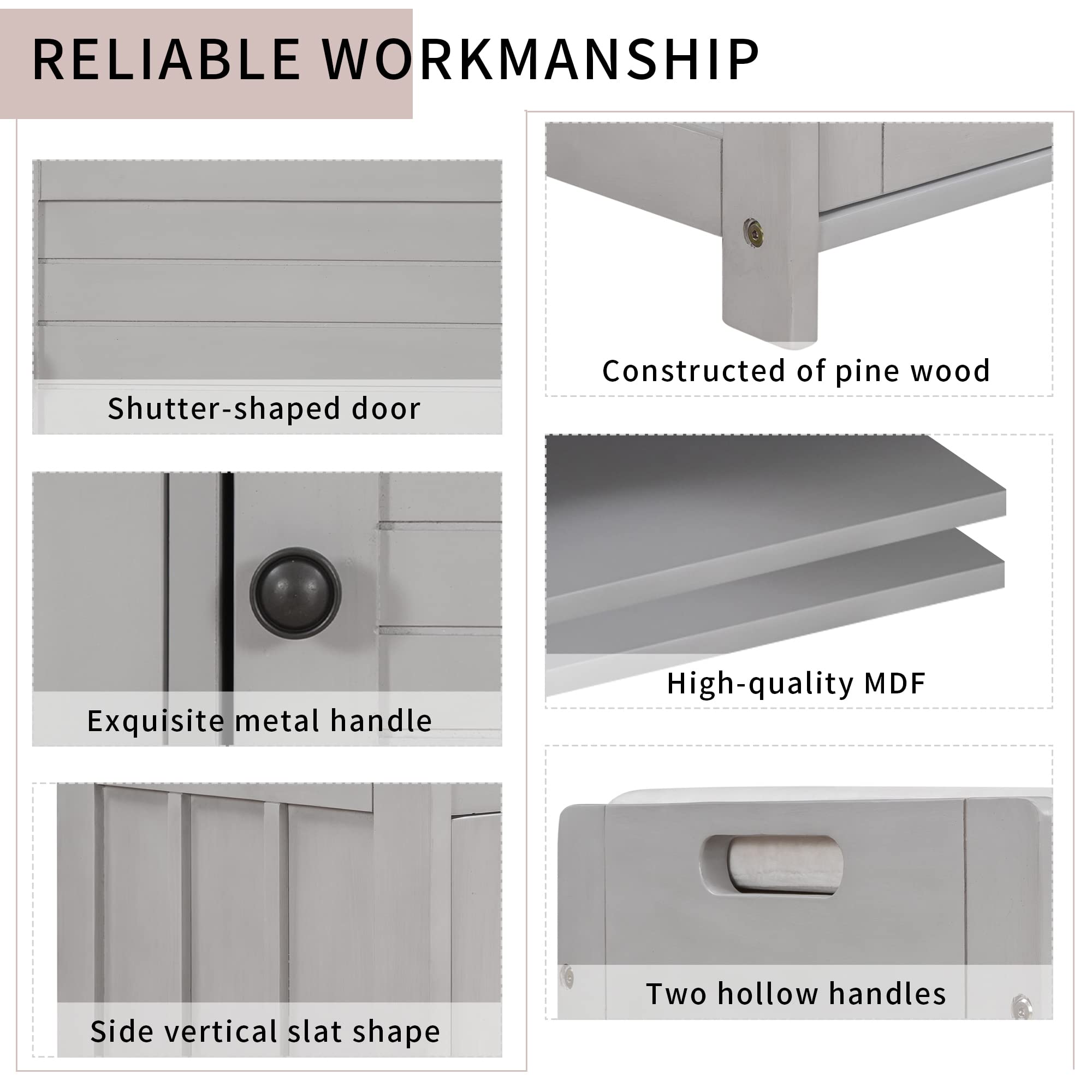 Merax 3 Shutter-Shaped Door Shoe Bench with Removable Cushion & Hidden Storage Cabinet - Gray Wash | Entryway Organizer for Shoes, Hats & Accessories | Perfect for Hallway, Mudroom or Bedroom Storage Solution