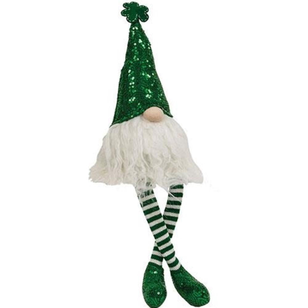 St. Patrick's Day Sequin Dangle Leg Gnome Decor - Lucky Leprechaun Ornament for St. Patrick's Party, Home & Garden Decorations - Perfect for Holiday Festivities, Irish Themed Events & Seasonal Home Decor