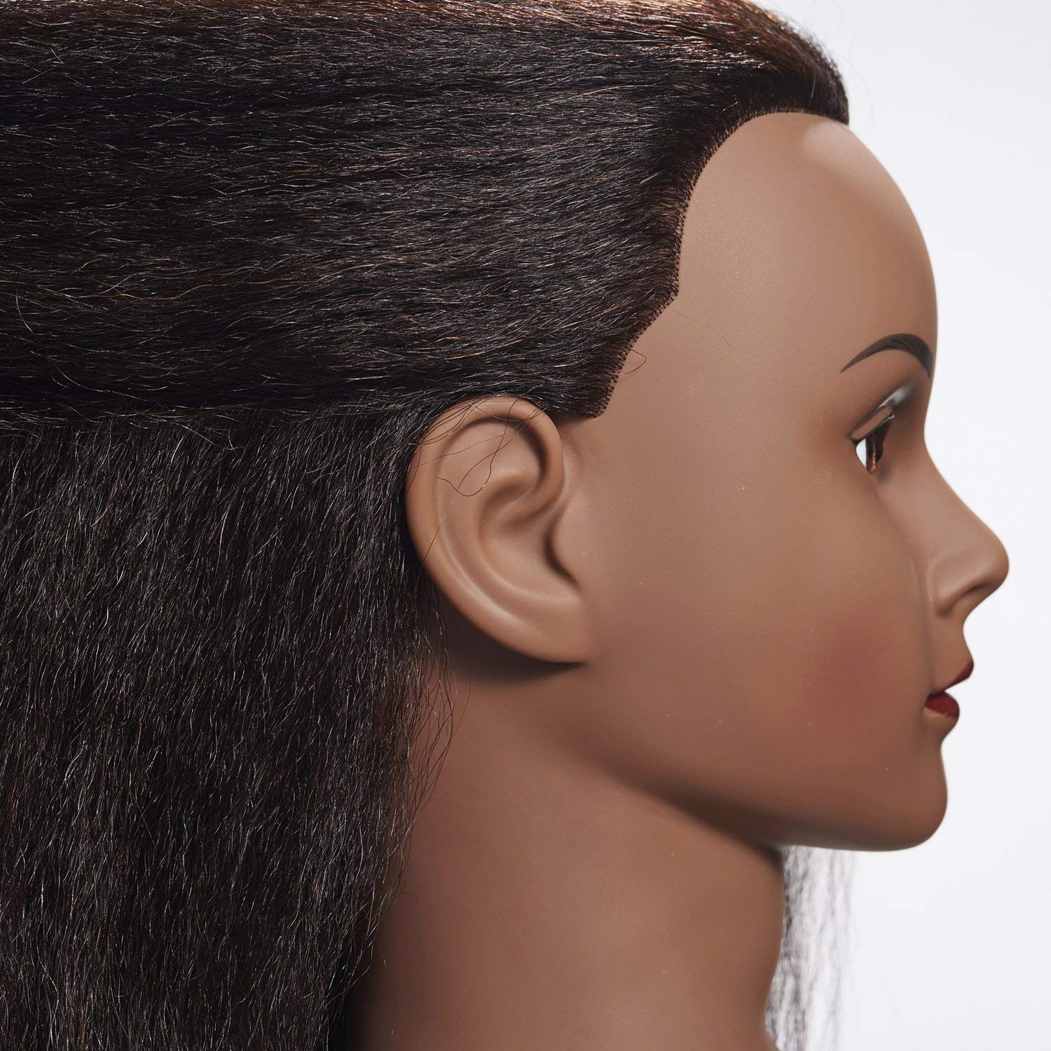 Professional Hair Styling Mannequin Head with 100% Real Human Hair - Perfect for Hairdresser Training, Cutting & Styling Practice - Includes Adjustable Clamp Stand (1711B0216) - Ideal for Salon Students, Cosmetology Classes & Home Hair Practice