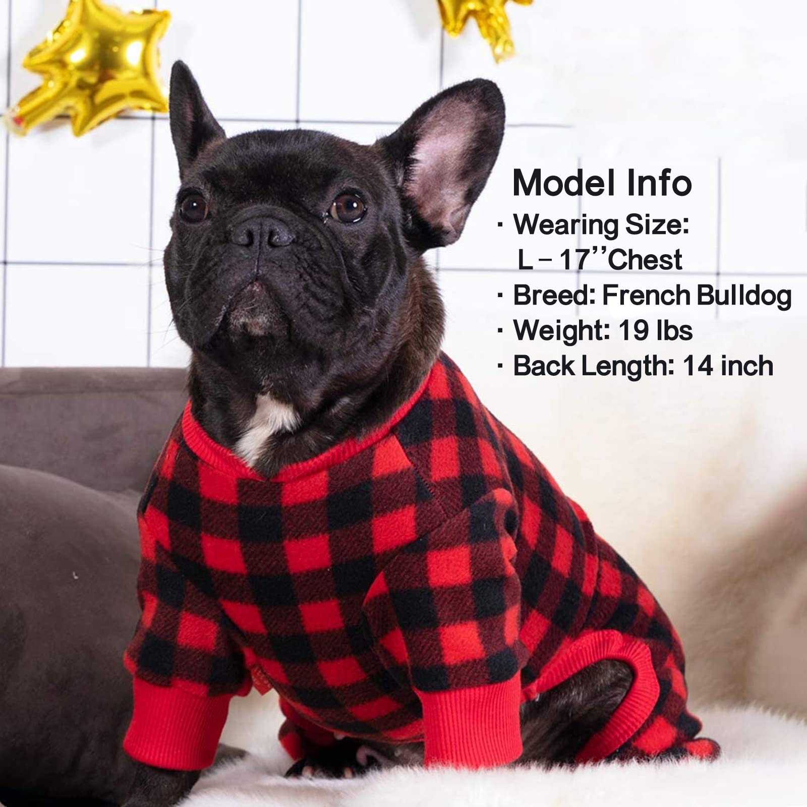 KYEESE Red Buffalo Check Plaid Dog Pajamas - Cozy Christmas Onesie Outfit for Small Dogs | Perfect for Holiday Photos & Winter Nights