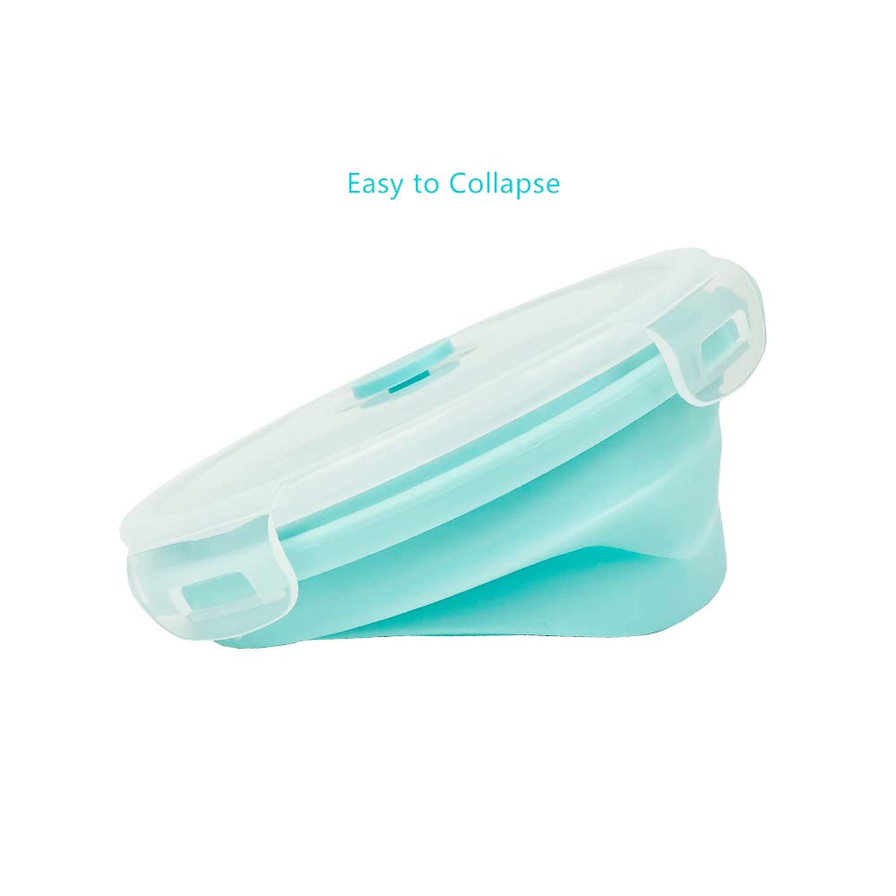 Collapsible Silicone Food Storage Bowls with Airtight Lids - 4-Piece Set (Blue) | Microwave & Freezer Safe | Perfect for Meal Prep, Kitchen Organization, RV Travel & Lunch Boxes