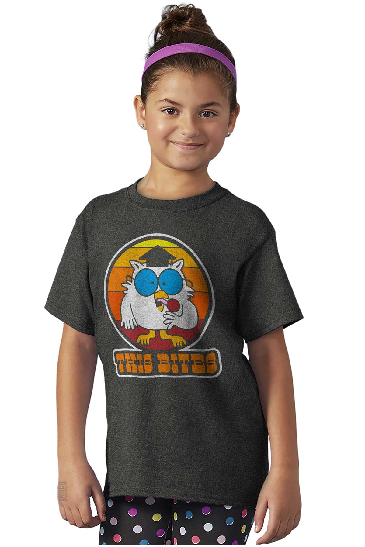 Funny Mr Owl Tootsie Pop Crewneck T-Shirt for Boys & Girls - Cute Cartoon Graphic Tee for School, Casual Wear & Family Outings