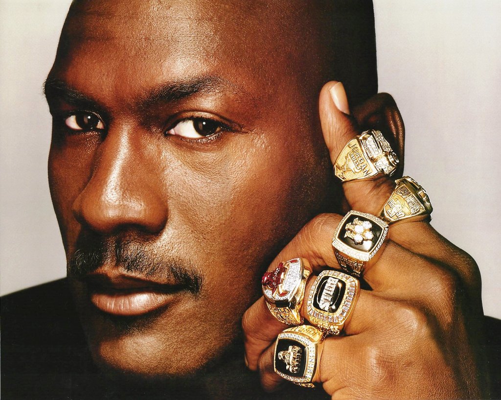 Authentic Michael Jordan 6 Championship Rings Collectible - 11x14 Photo in 16x20 Double Mat Frame with Plexiglass | NBA Memorabilia, Sports Fan Gift, Man Cave Decor