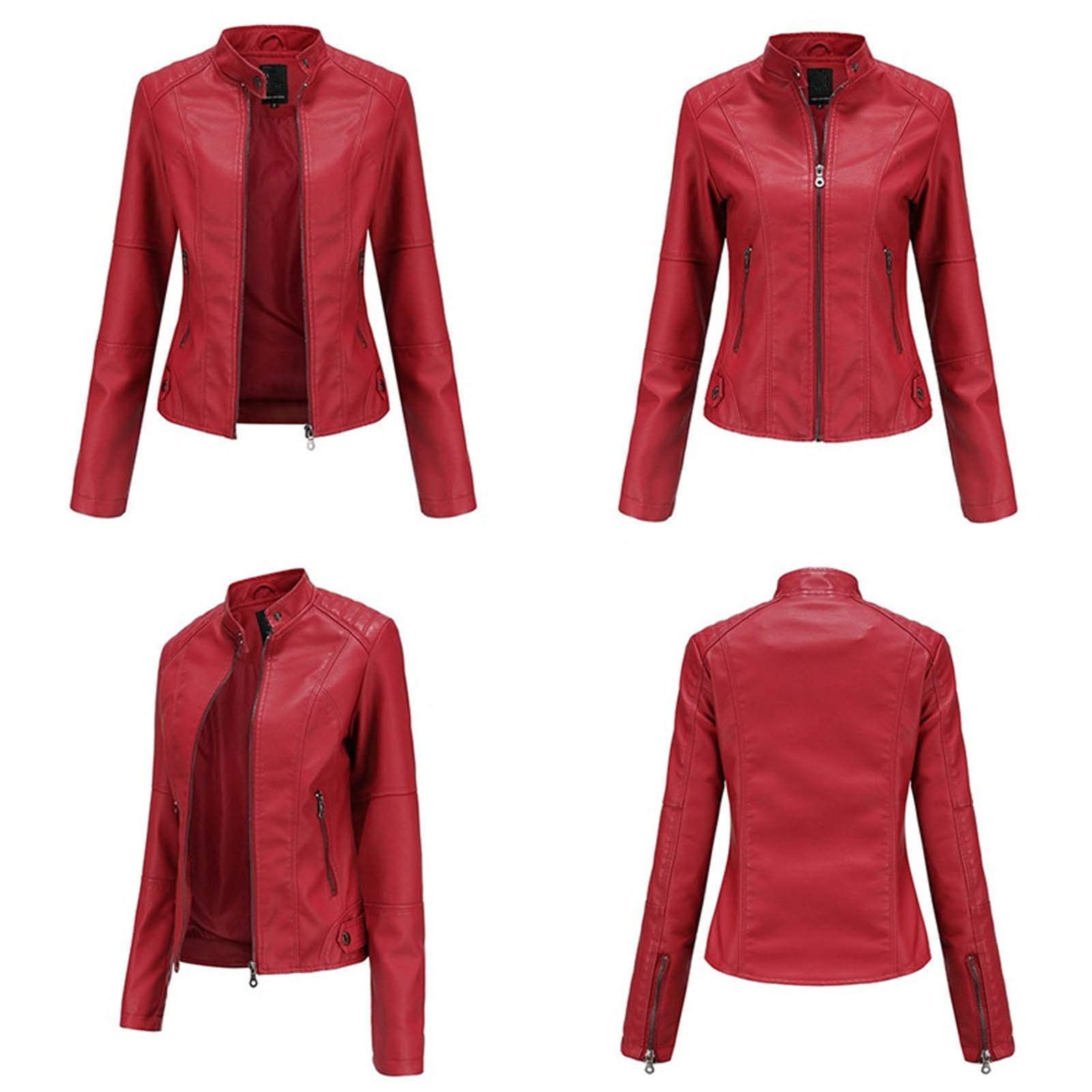 Women's Plus Size Faux Leather Moto Biker Jacket - Stylish Bomber Race Car Zip Up Coat for Motorcycle Riding & Casual Outerwear