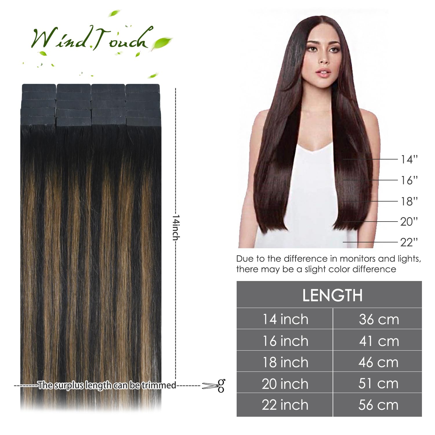 20Pcs 50g Tape in Human Hair Extensions - 20 Inch Straight Natural Black to Chestnut Brown Balayage - Thick Real Human Hair for Volume & Length | Perfect for Daily Wear, Parties & Special Occasions