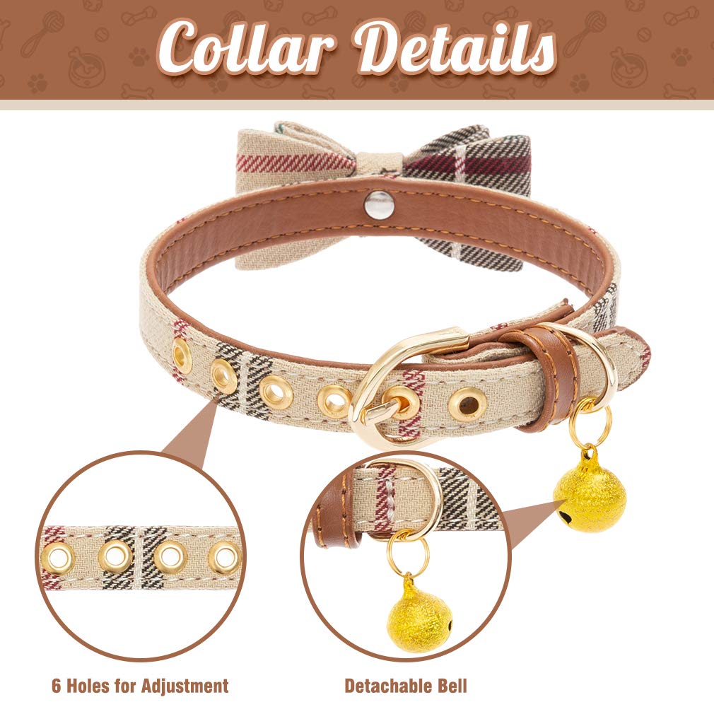 EXPAWLORER Adjustable Dog Leash Set with Plaid Bow Tie & Bandana Collar - Tangle-Free Pet Accessories for Small, Medium & Large Dogs - Perfect for Holidays, Walks & Gifting