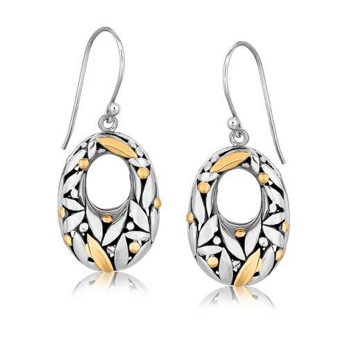 18k Yellow Gold & Sterling Silver Graduated Drop Leaf Earrings - Elegant Dangle Earrings for Women, Perfect for Weddings, Parties & Special Occasions