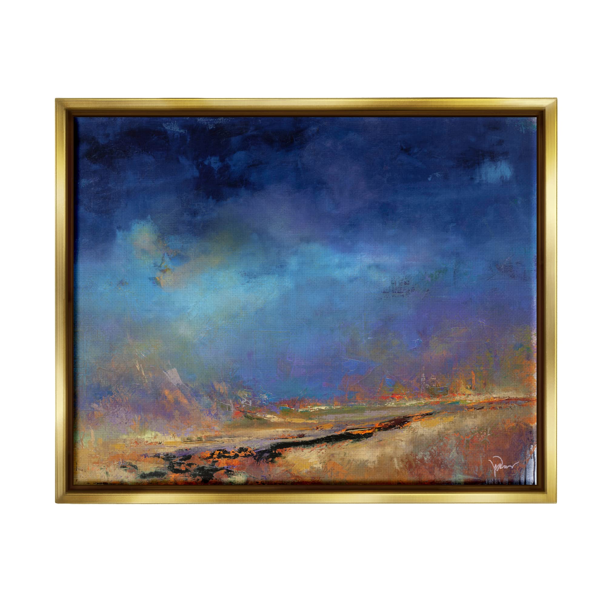 Stupell Industries Lost Land Abstract Landscape Framed Floater Canvas Wall Art by Patrick Dennis - Modern Home Decor for Living Room, Bedroom & Office