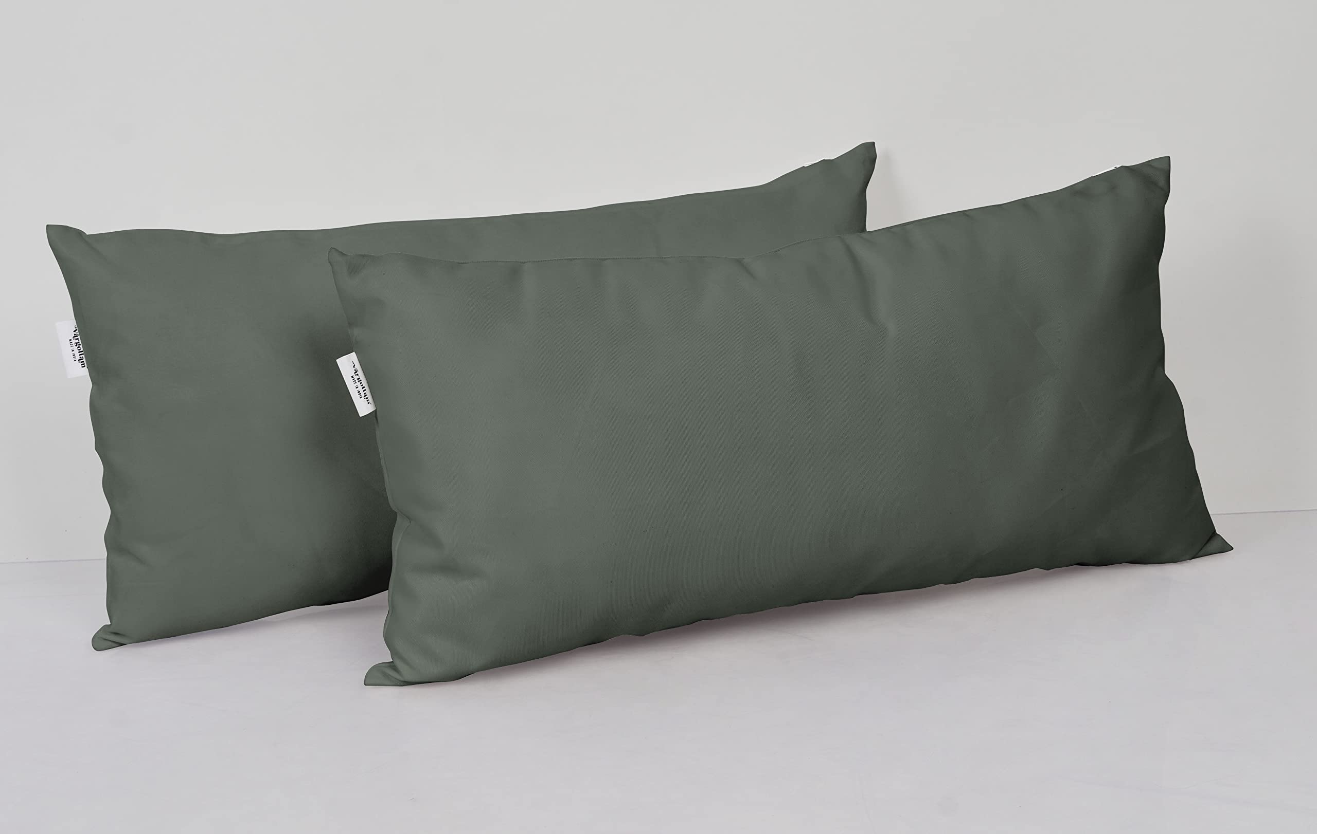 All-Weather Waterproof Polyester Lumbar Pillow Set of 2 - Indoor/Outdoor Decorative Throw Pillows for Patio Furniture, Sofa & Bed - Dark Gray