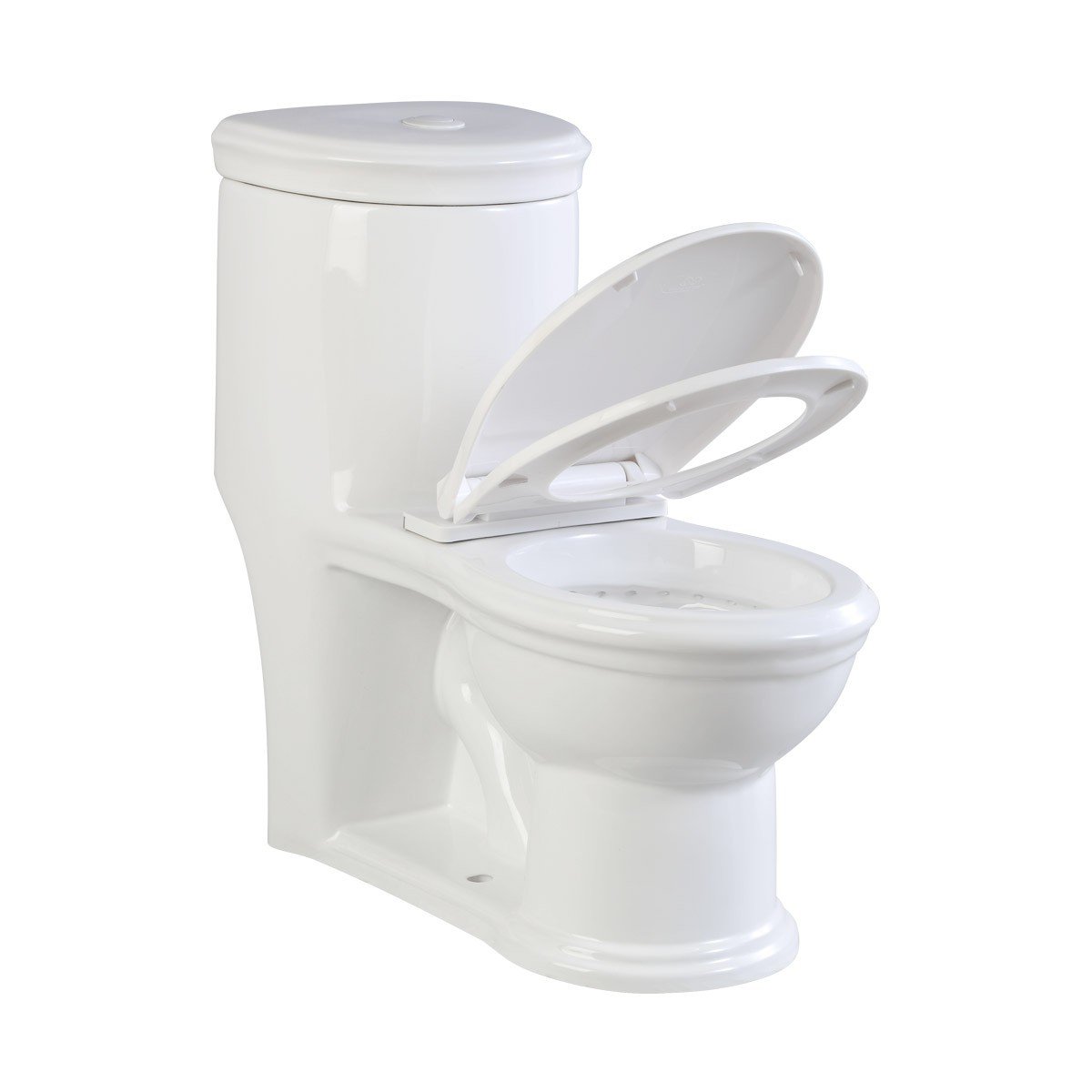 Kids Potty Training Toilet - Heavy Duty White Porcelain One-Piece Round Bathroom Toilet with Slow Close Seat & Push Button Flush (11.75
