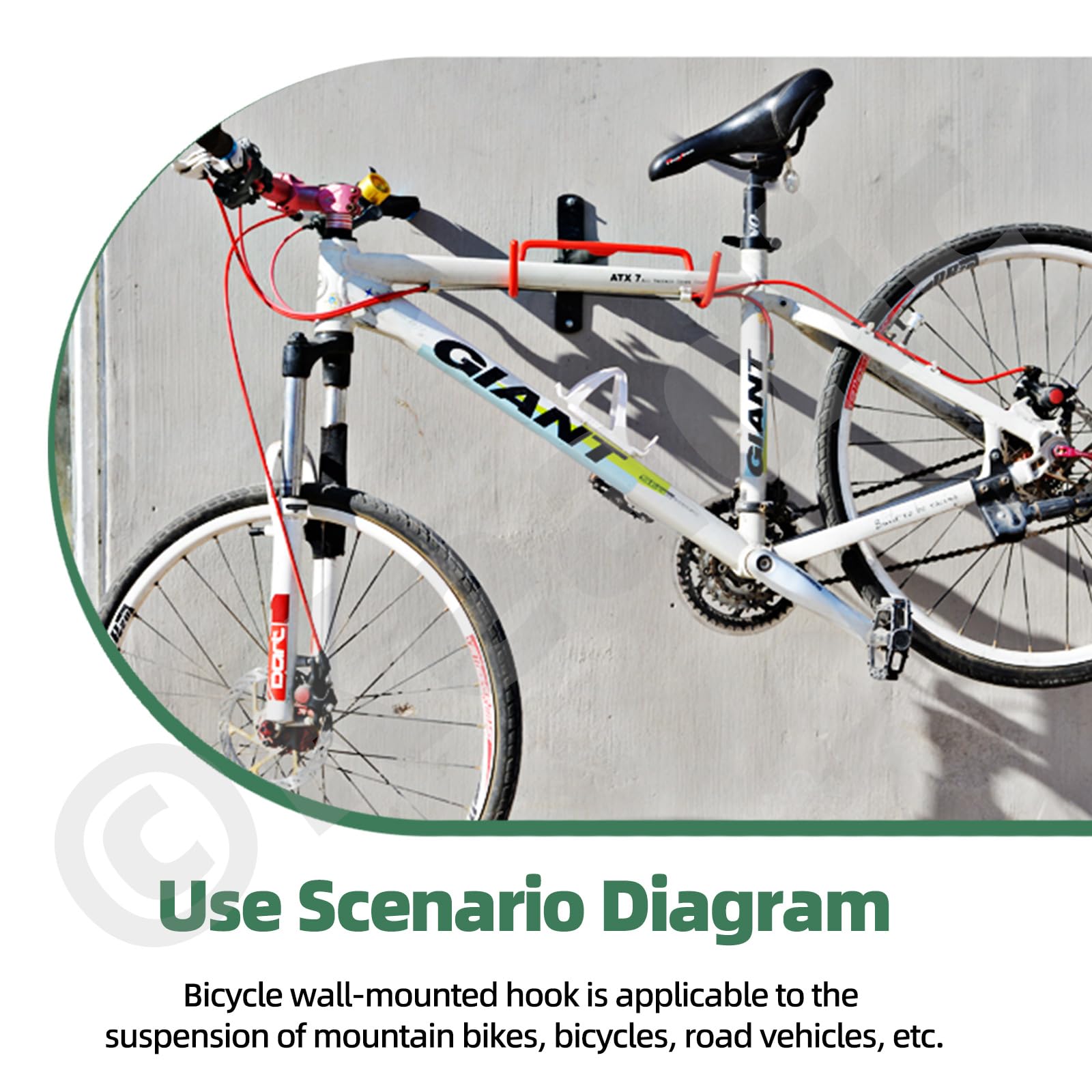 Keadic 1 Pack Heavy Duty Foldable Bike Hanger Wall Mount - Adjustable Bicycle Storage Holder for Garage, Indoor, Hybrid, Road & Mountain Bikes | Perfect for Space-Saving Bike Organization in Small Apartments & Garages