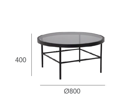 CASHEL 80cm Round Coffee Table - Modern Smoke & Black Finish for Living Room, Lounge & Office Decor