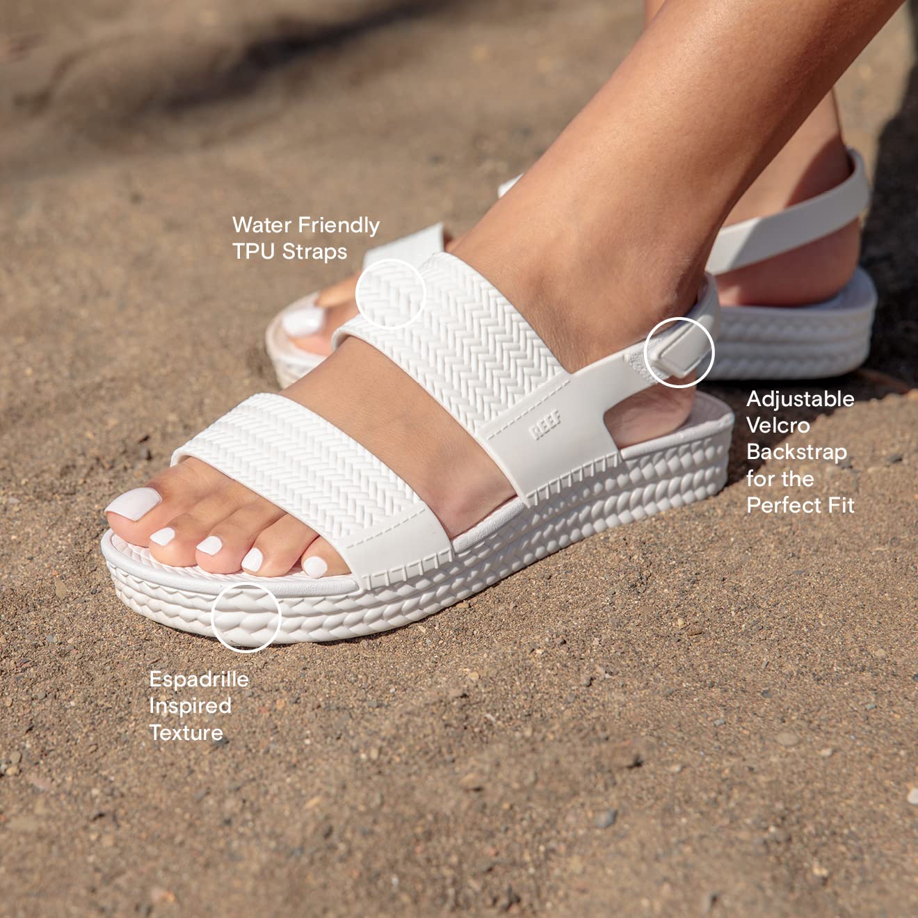 **REEF Water Vista Women's Platform Sandals - Adjustable Velcro Strap, Water-Friendly & Comfortable - Perfect for Beach, Pool, and Summer Outdoor Activities**