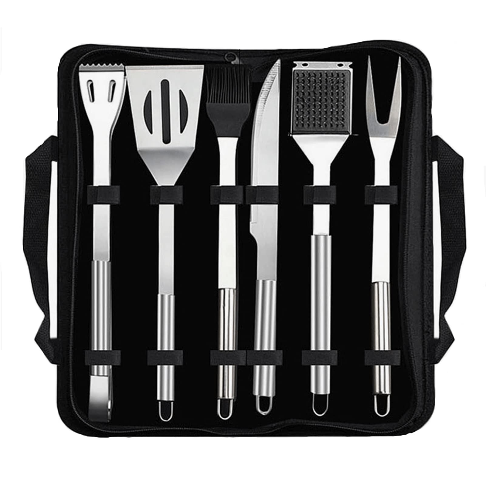 Premium 6-Piece Stainless Steel BBQ Grill Tool Set - Heavy Duty Grill Utensils with Storage Bag - Perfect for Backyard Grilling, Camping, and Outdoor Cooking Gifts