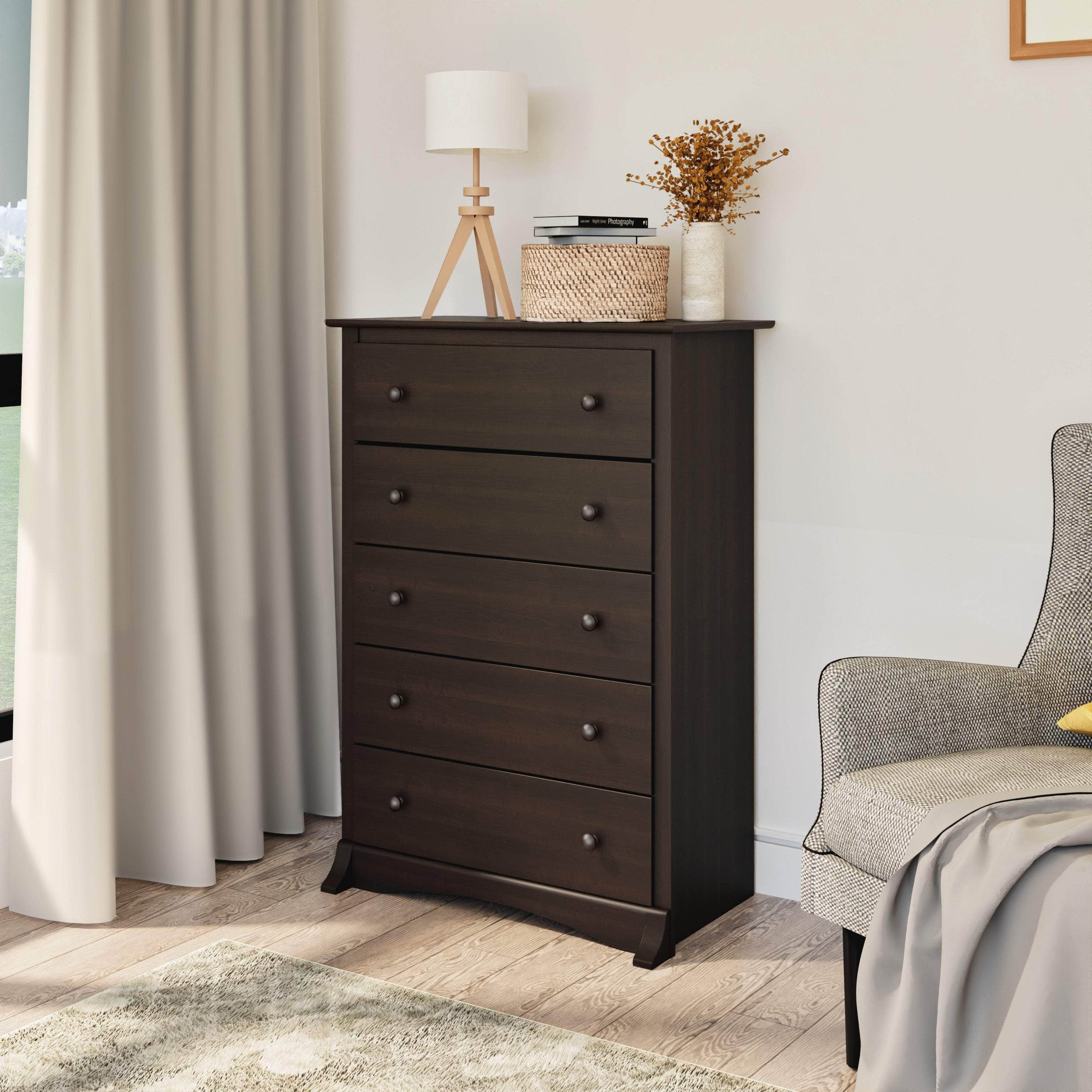 Sonoma 5-Drawer Dresser Chest - White, Black, Gray, Blue & Beige | Bedroom Storage Organizer for Clothes & Accessories
