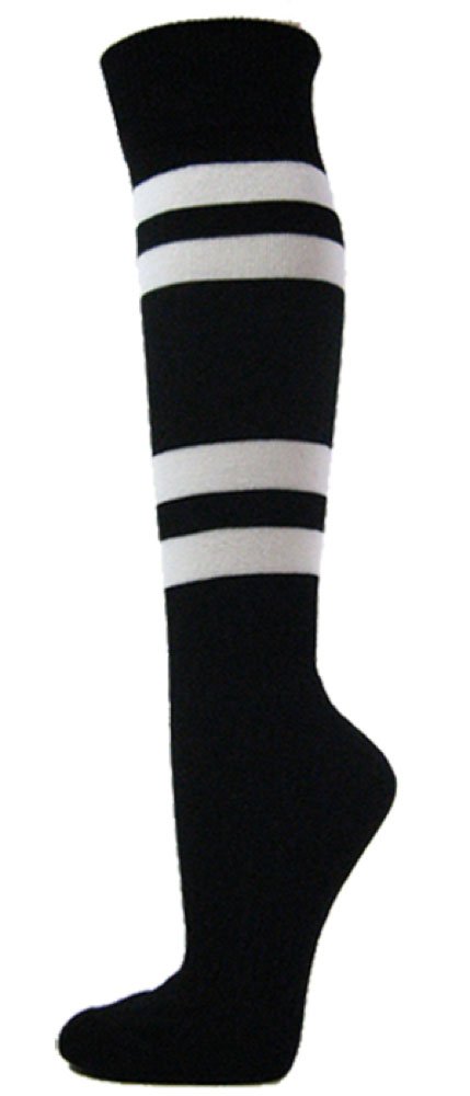 COUVER White Striped Knee High Softball Socks - Breathable & Cushioned Sports Socks for Women & Men - Perfect for Baseball, Softball, Running & Athletic Performance