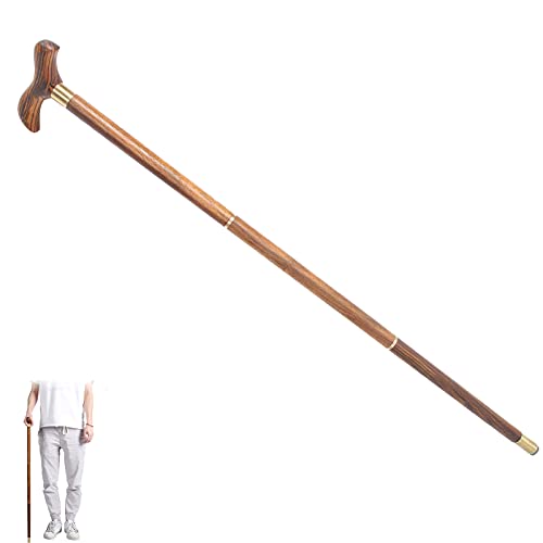 Premium Ebony Wood Folding Walking Cane with T-Handle - Adjustable Mobility Aid for Seniors & Adults - Ideal for Hiking, Travel & Daily Support