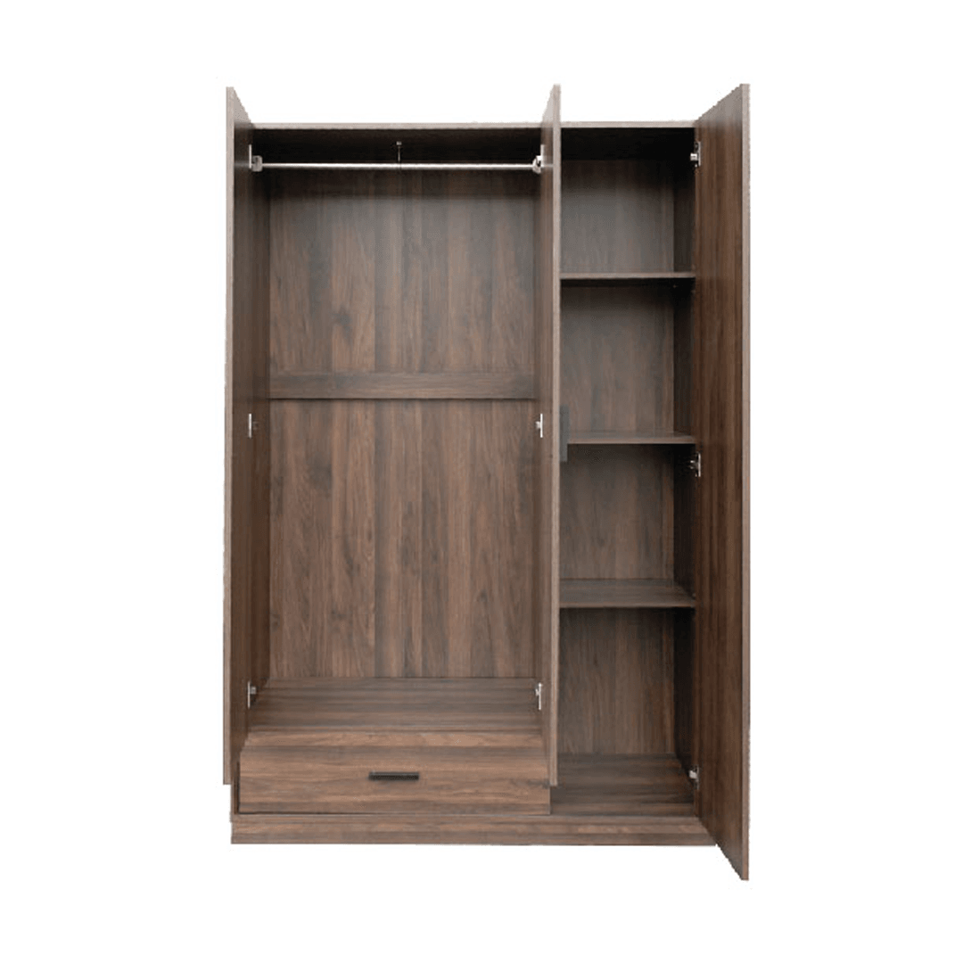 Elora 3 Door Wooden Wardrobe - Solid Wood Closet Organizer for Bedroom, Large Storage Cabinet with Mirror (White Finish) | Perfect for Master Bedroom, Guest Room & Apartment Storage