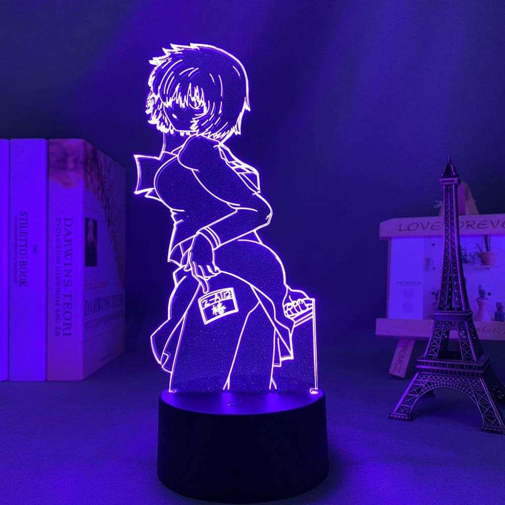 Urabe Mikoto Girlfriend 3D LED Night Light - 16 Color Changing Kids Room Decor, Birthday & Holiday Gift for Girls - Remote Control Acrylic Lamp for Bedroom, Desk & Party Decorations