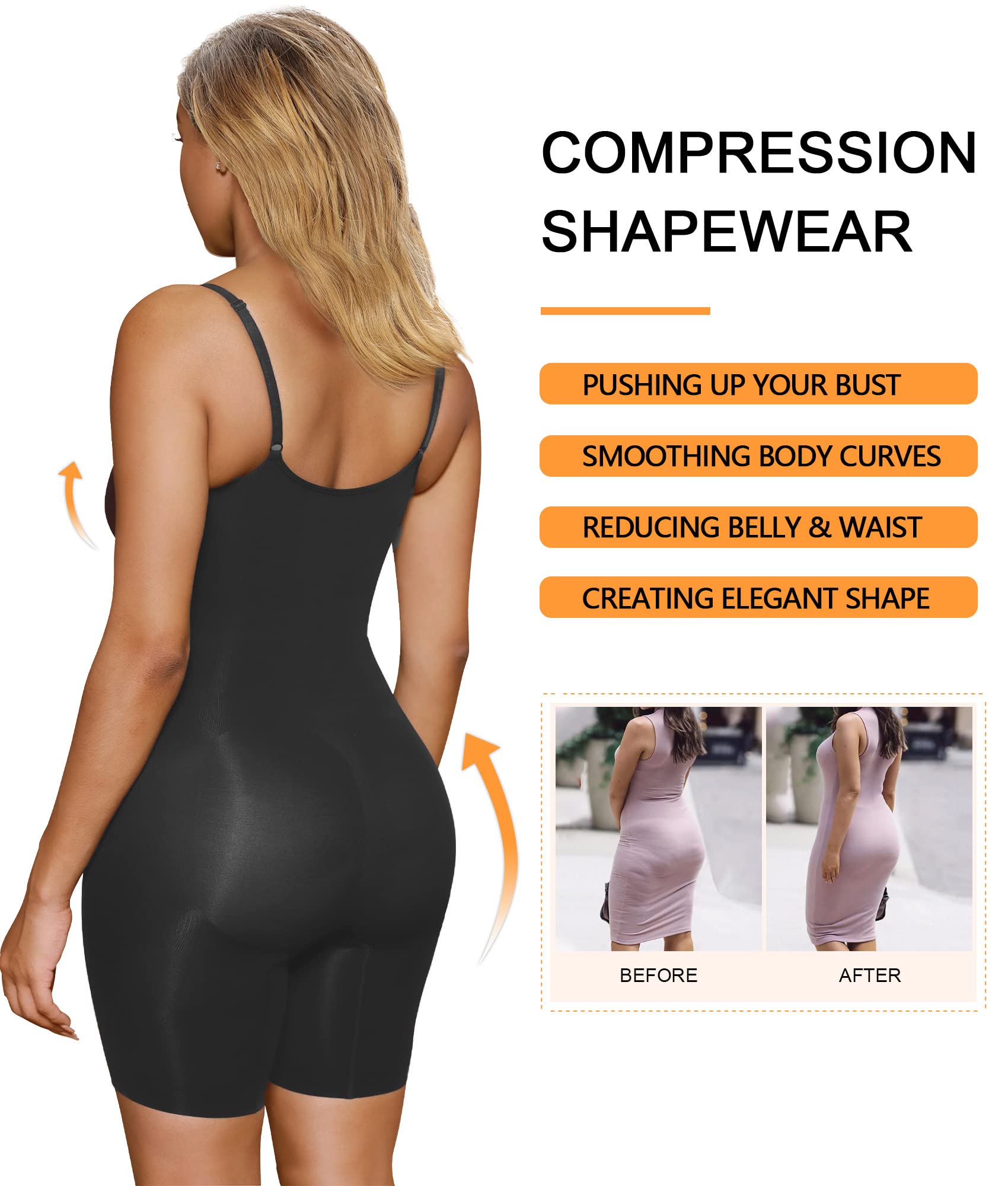 Best Shapewear for Women - Tummy Control Bodysuit with Butt Lifter, Mid Thigh Body Shaper Shorts for Slimming & Smoothing - Perfect for Daily Wear, Special Occasions & Postpartum Recovery