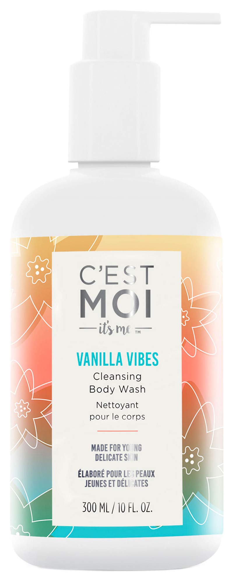 C'est Moi Vanilla Vibes Cleansing Body Wash - Lightly Foaming Formula with Aloe, Calendula, Cucumber & Avocado Oil | Gentle Hydrating Shower Gel for Dry & Sensitive Skin | Refreshing & Clearing 10 fl oz | Perfect for Daily Shower & Spa Relaxation