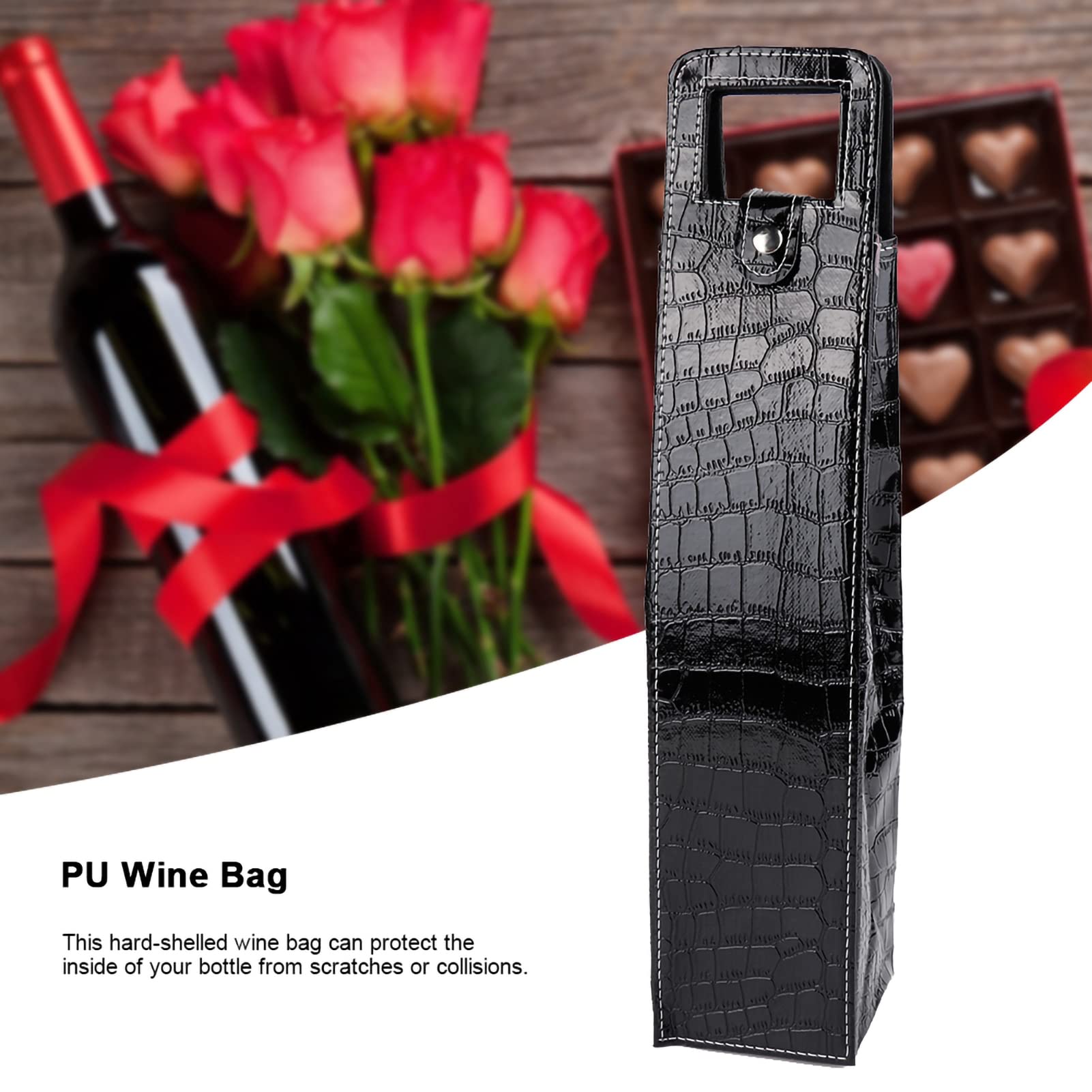 Premium PU Leather Insulated Wine Tote Bag - Reusable Single Bottle Carrier for Champagne, Beer & Wine Gifts (Black) | Perfect for Picnics, Parties & Travel