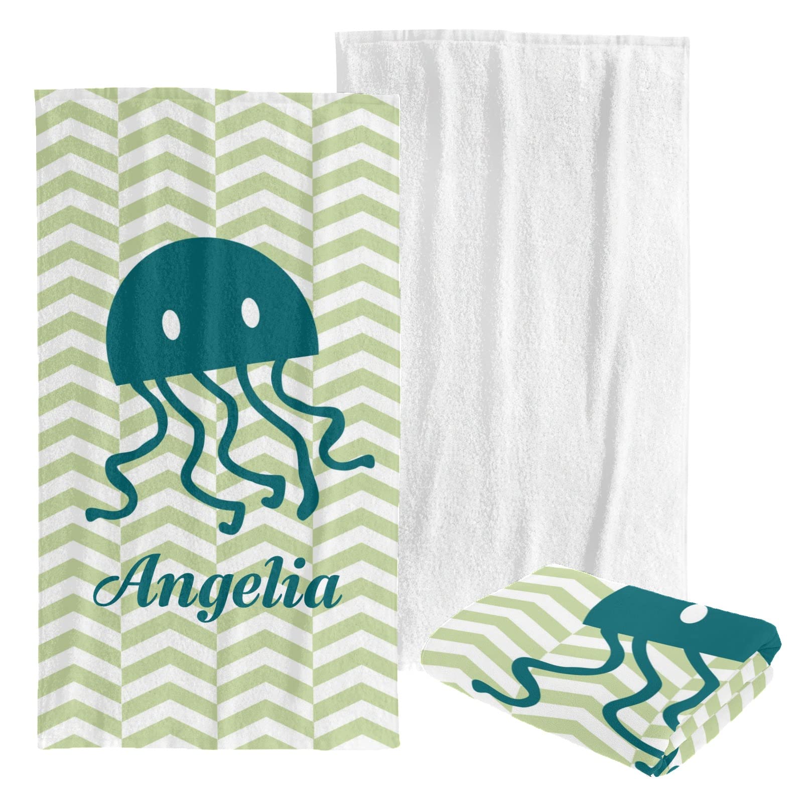 Custom Personalized Beach Towel - Soft Jellyfish Print Bath Towel Blanket for Swimming, Sunbathing, Pool & Beach Use - Ideal for Kids, Men, Women, Boys & Girls