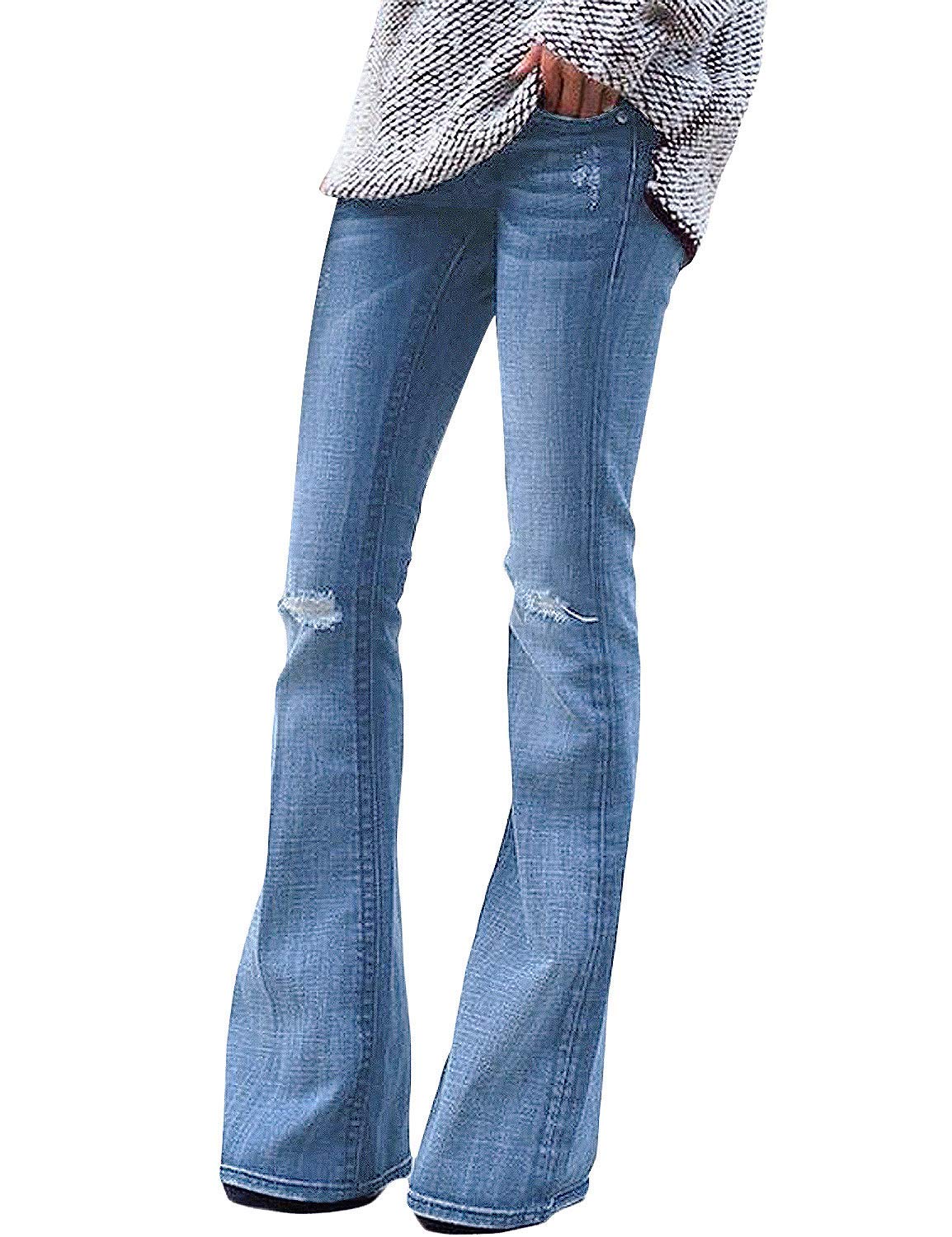 BISUAL Women's High Rise Stretch Denim Flare Jeans - Slimming Wide Leg Bell Bottom Pants for Casual & Party Wear | Comfortable Fashion Jeans for Everyday Outfits