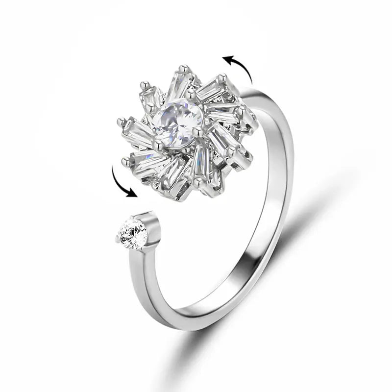 Anxiety Relief Ring with Daisy Flower & Butterfly Design - Stress Relief Jewelry for Women - Perfect for Anxiety, Meditation & Everyday Wear