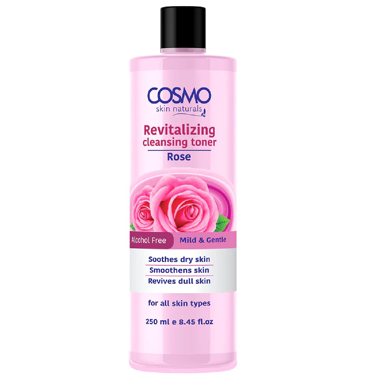 Cosmo Rose Revitalizing Cleansing Toner 250ml - Alcohol-Free Facial Toner for All Skin Types | Skin Purifying & Glow Boosting | Paraben-Free Daily Face Wash | Perfect for Summer Skincare Routine & Travel Essentials