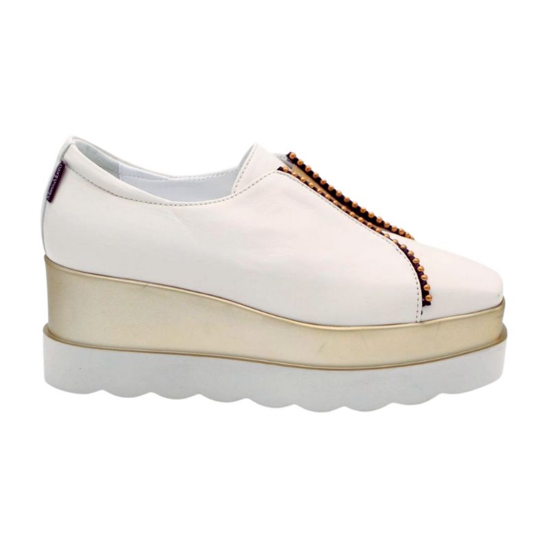 MARCO MOREO Women's White Platform Slip-On Sneakers - Comfortable Casual Shoes for Walking, Work & Everyday Wear | Fashion Slip On Loafers with Cushioned Sole (Style M781)