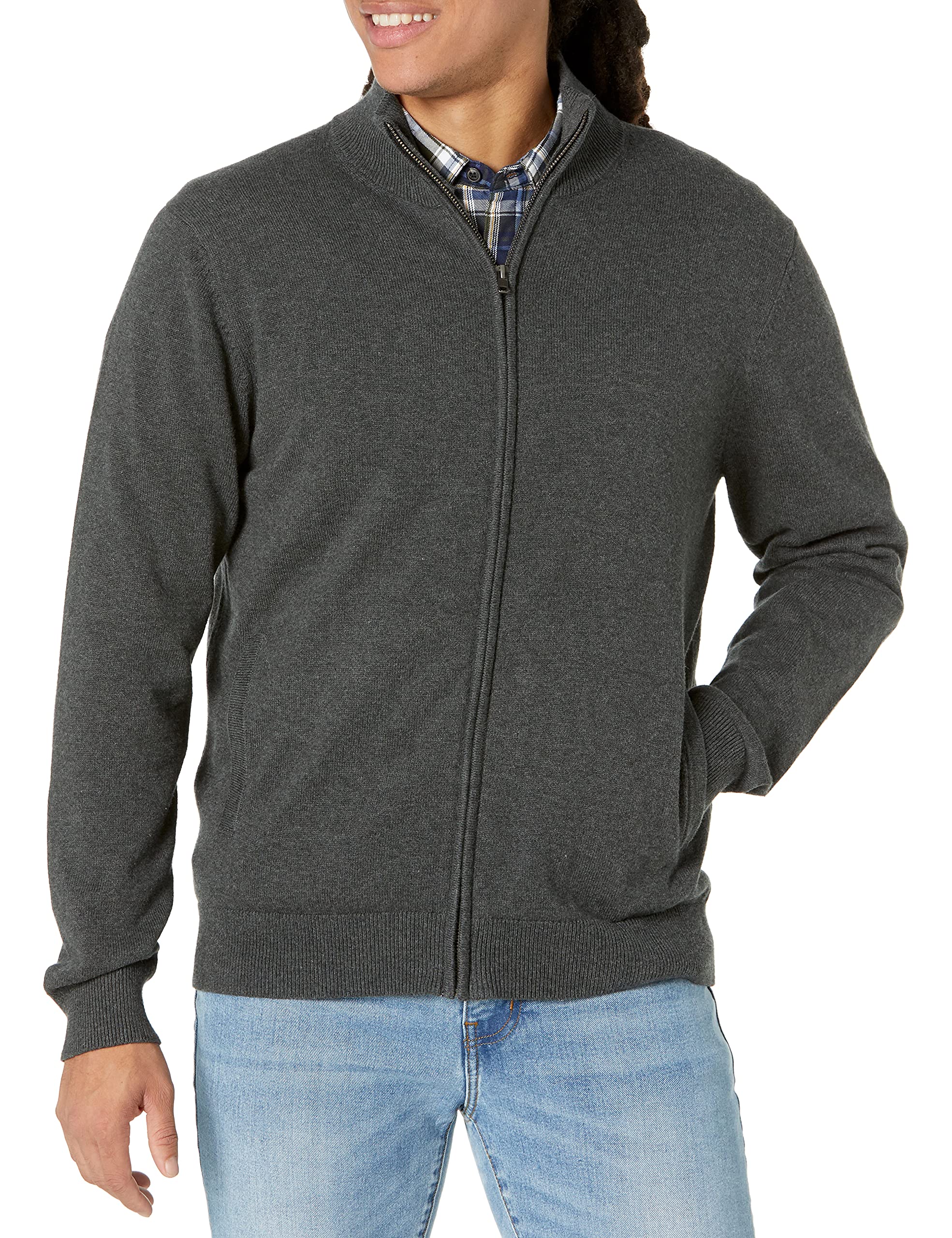 Amazon Essentials Men's Full-Zip Cotton Sweater Jacket - Casual Comfort for Fall & Winter - Perfect for Outdoor Activities, Work, and Everyday Wear