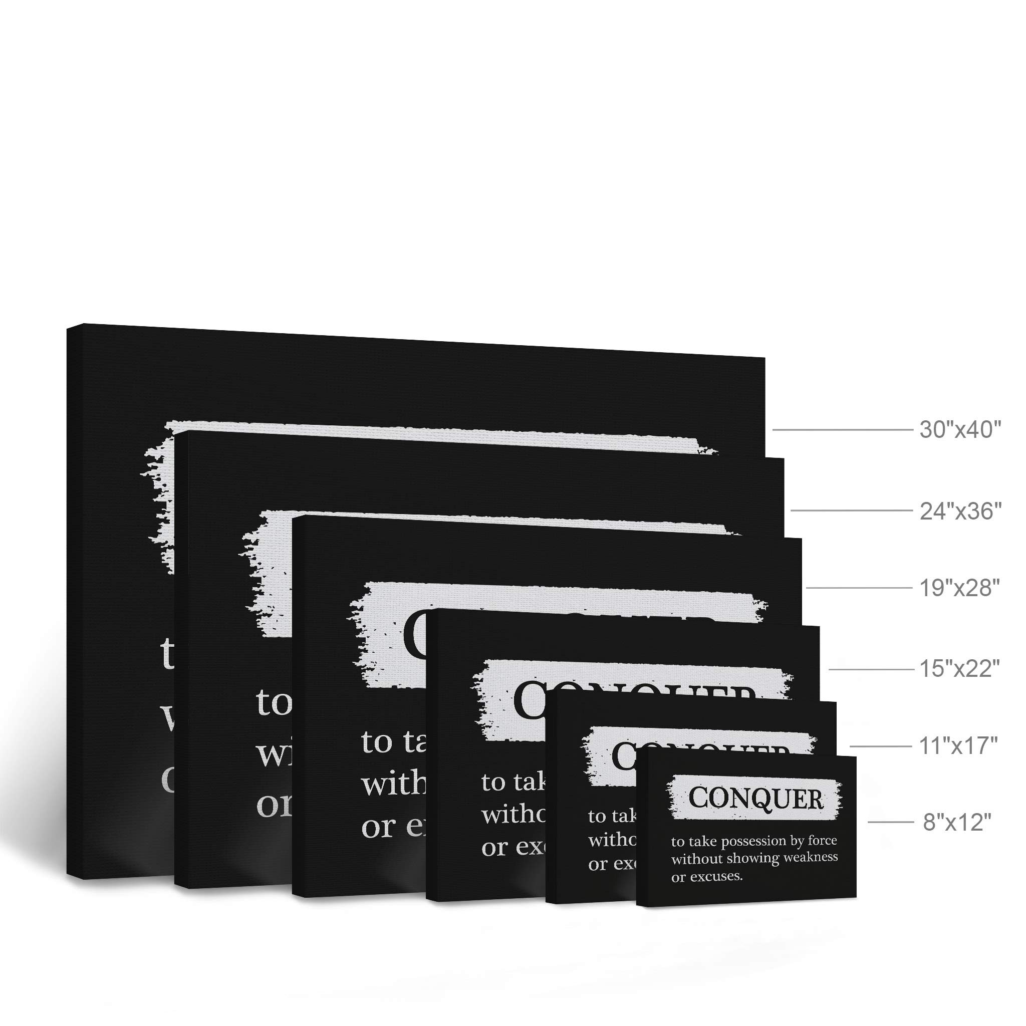 Conquer Definition Motivational Canvas Wall Art - Black & White Dictionary Quote Print for Office & Home Decor - Inspirational Entrepreneur Gift - Ready to Hang 30x40 - Perfect for Home Office, Study Room & Workspace Motivation